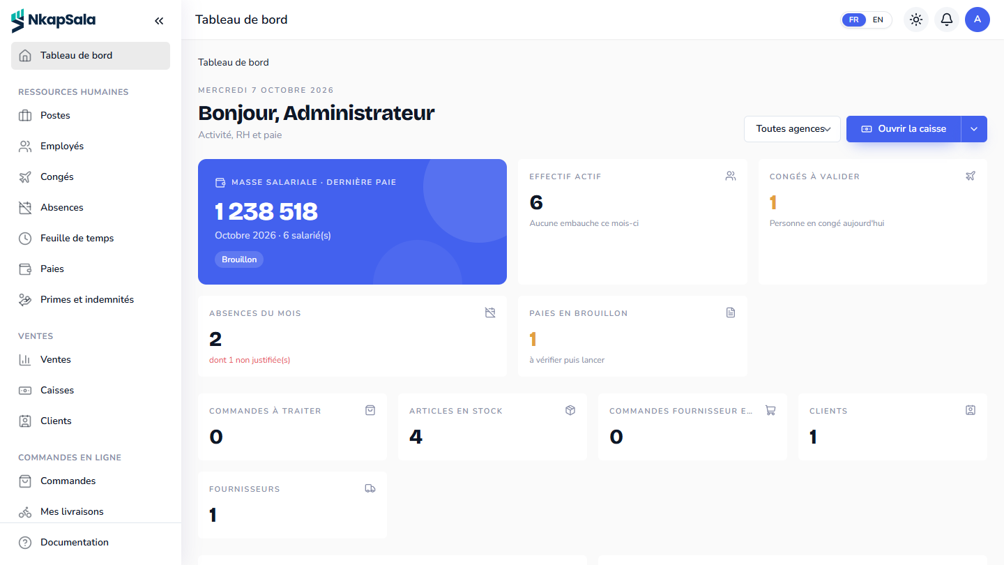 The NkapSala dashboard